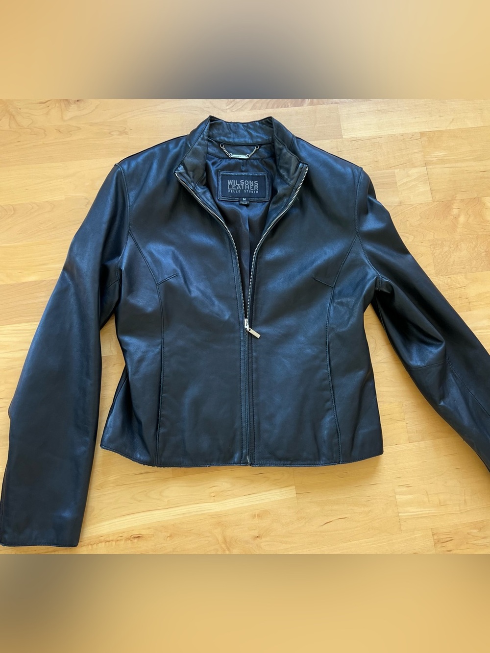 Wilsons Leather Black Zip-Front Women's Genuine Leather Jacket